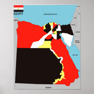 Egypt country political map flag poster