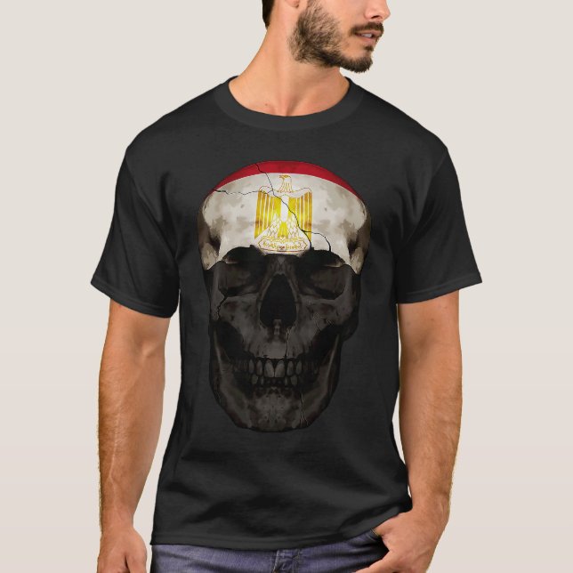 Egypt Flag Skull Egyptian Roots Proud Patriotic T Shirt (Framsida)