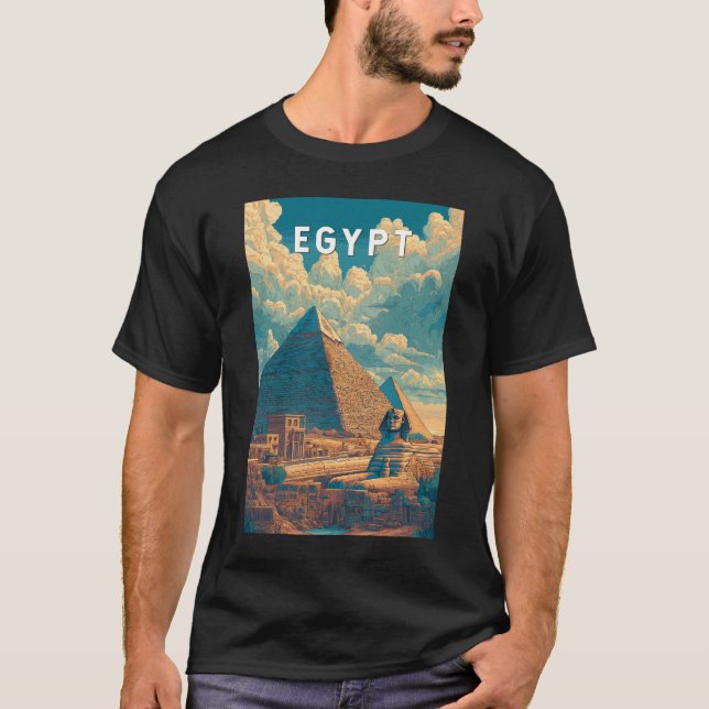 Egypt Illustration Resa Konst Vintage T Shirt (Framsida)