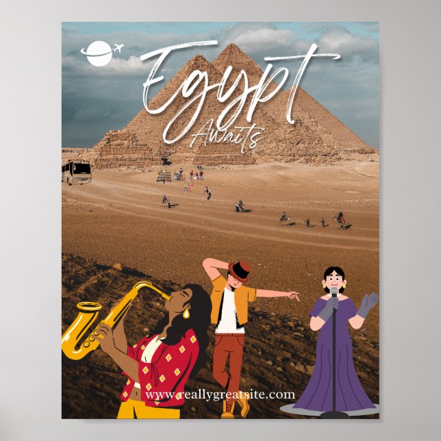Egypt Pyramider & Musik Kultur Affisch | Modern Eg (Framsidan)