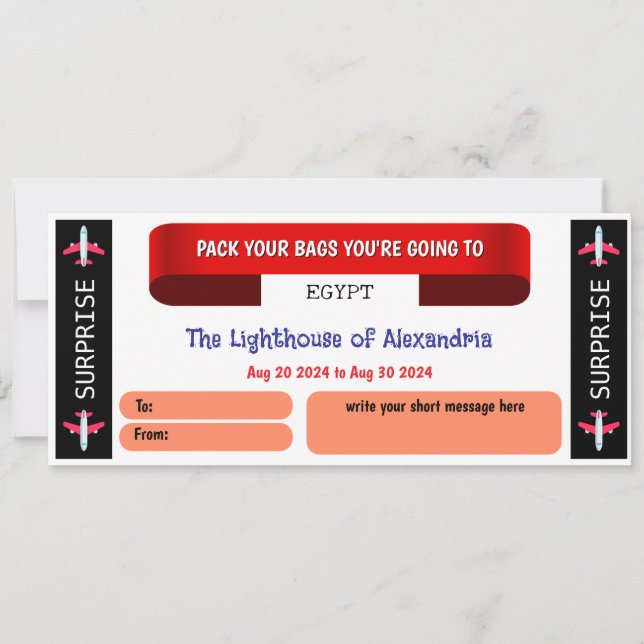 Egypt Travel Gift Voucher (Framsida)