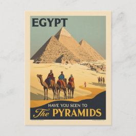 Egypt Vintage Resemålning - Giza Pyramider Vykort
