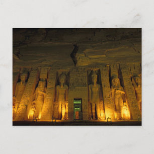 Egypten, Abu Simbel, Belyst fasad av Lilla Vykort