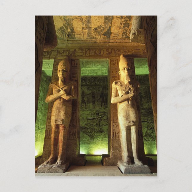 Egypten, Abu Simbel, Staty av Ramses II, Vykort (Framsida)