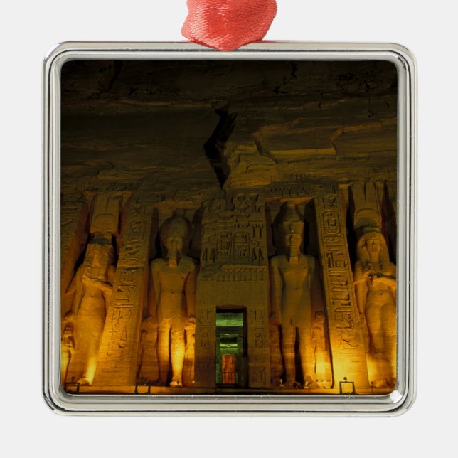 Egypten, Abu Simbel, Upplyst fasad av Lilla Julgransprydnad Metall (Framsidan)