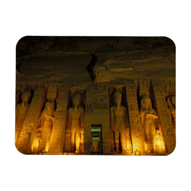 Egypten, Abu Simbel, Upplyst fasad av Lilla Magnet (Horisontell)