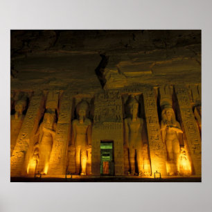 Egypten, Abu Simbel, Upplyst fasad av Lilla Poster
