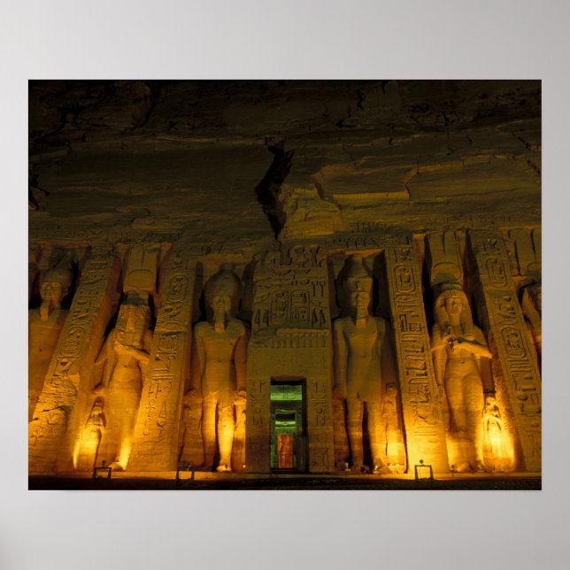 Egypten, Abu Simbel, Upplyst fasad av Lilla Poster (Framsidan)