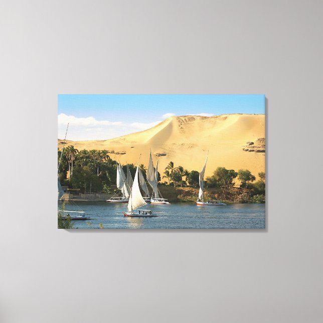 Egypten, Assuan, Nilen, Felucca-segelbåtar, 2 Canvastryck (Framsida)