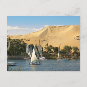 Egypten, Assuan, Nilen, Felucca-segelbåtar, 2 Vykort