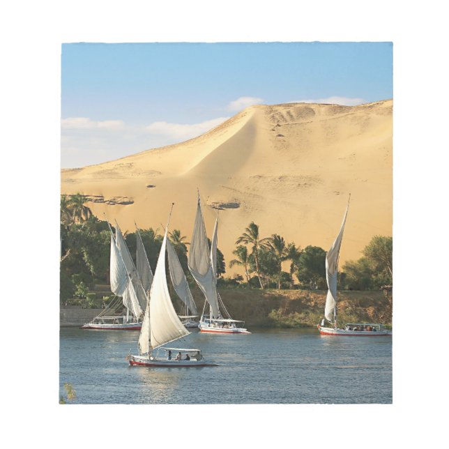 Egypten, Aswan, Nile River, Felucca-segelbåtar, 2 Anteckningsblock (Framsida)