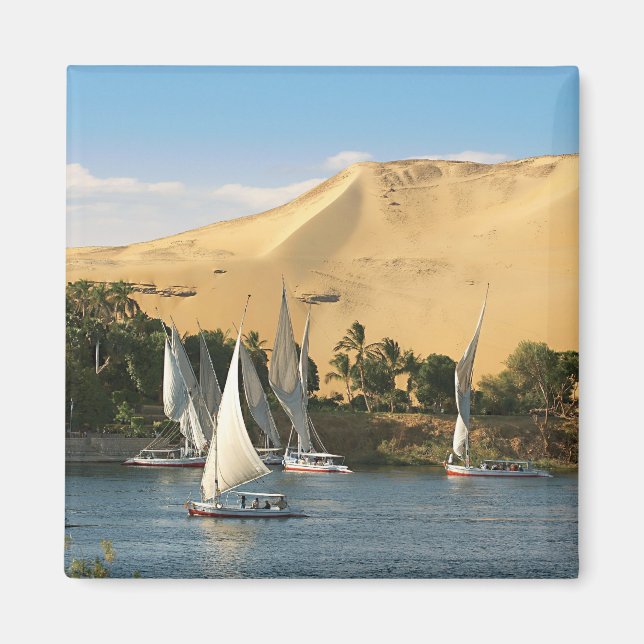 Egypten, Aswan, Nile River, Felucca-segelbåtar, 2 Magnet (Framsidan)