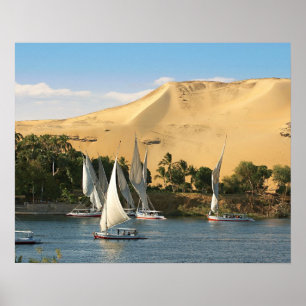 Egypten, Aswan, Nile River, Felucca-segelbåtar, 2 Poster