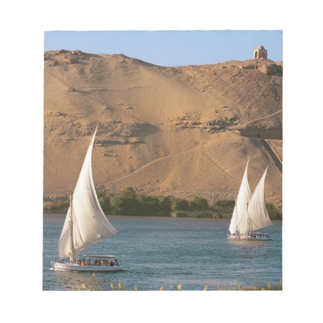 Egypten, Aswan, Nile River, Felucca-segelbåtar Anteckningsblock (Framsida)