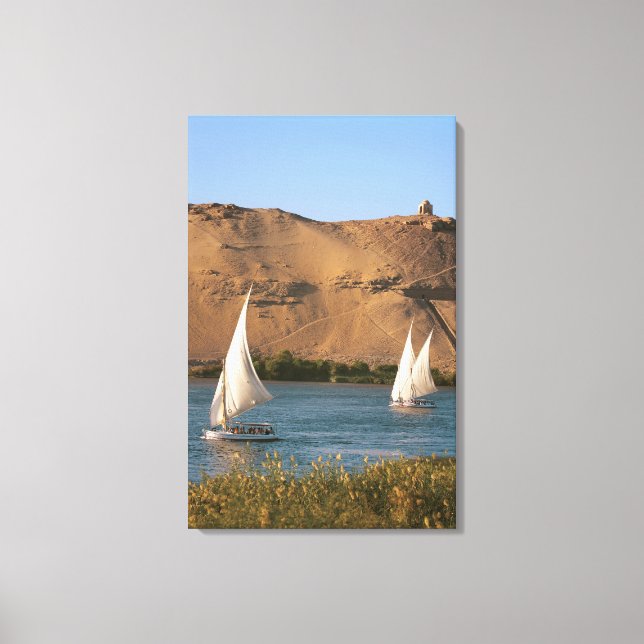 Egypten, Aswan, Nilen, segelbåtar, Canvastryck (Framsida)