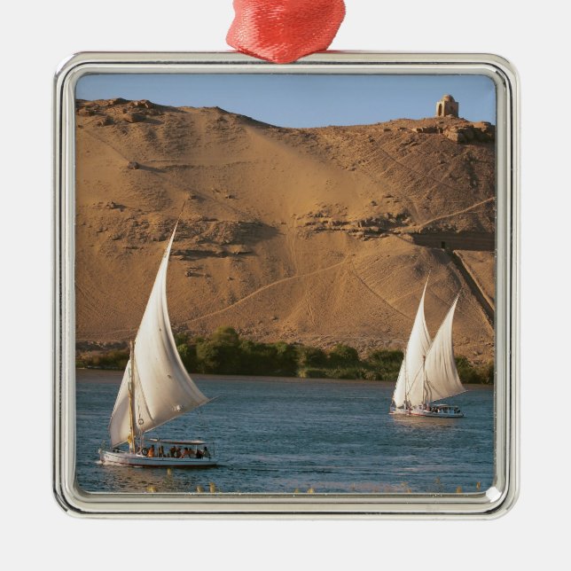 Egypten, Aswan, Nilen, segelbåtar, Julgransprydnad Metall (Framsidan)