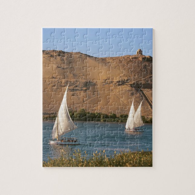 Egypten, Aswan, Nilen, segelbåtar, Pussel (Vertikal)