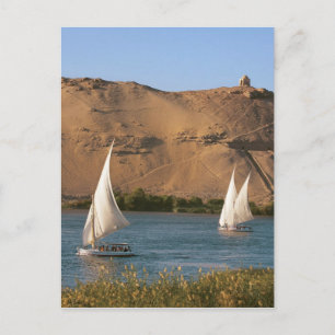 Egypten, Aswan, Nilen, segelbåtar, Vykort