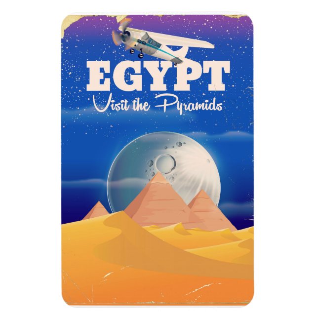 Egypten - Besök pyramiderna Vintage resa affisch Magnet (Vertikal)