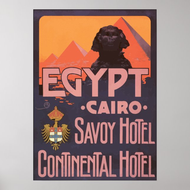 Egypten Cairo Savoy Hotel Continental Hotel, Vinta Poster (Framsidan)