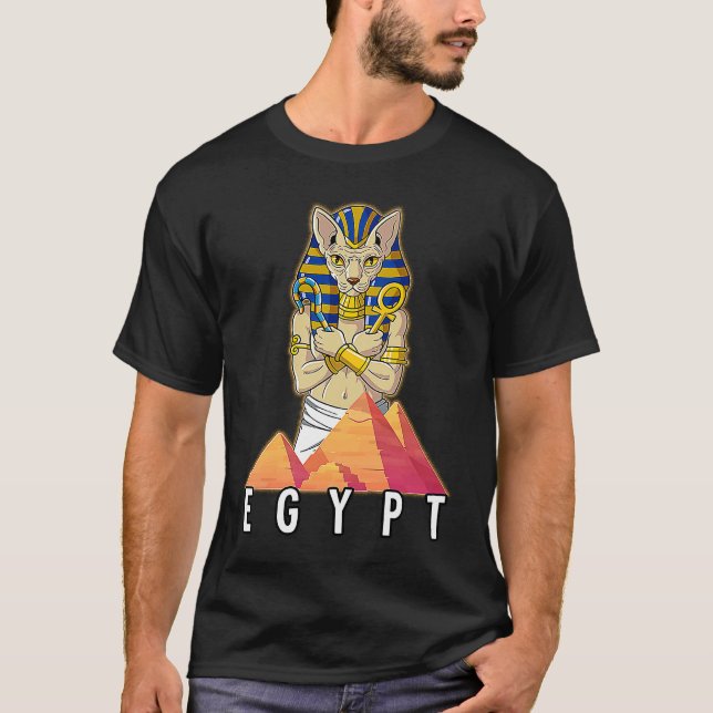 Egypten Egyptian Cat Sphynx Pharaoh T Shirt (Framsida)