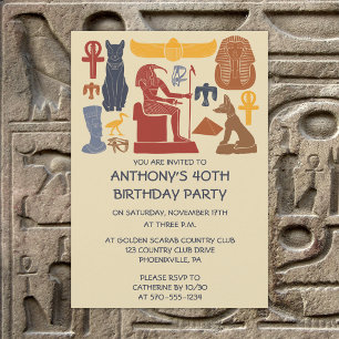 Egypten Egyptian Graphics Collage Party Inbjudningar