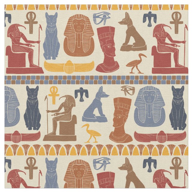 Egypten Egyptian Graphics Collage Tyg (Närbild)
