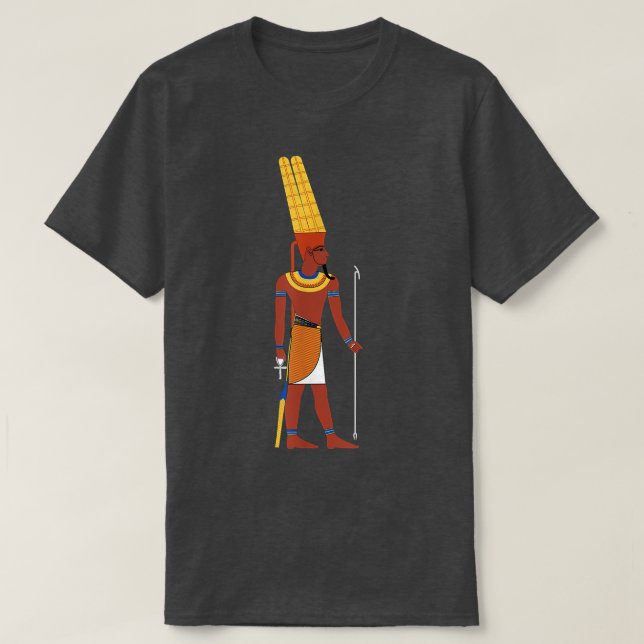 Egypten, egyptisk gud Amun Kung Gudom Scepter Tshi T Shirt (Design framsida)