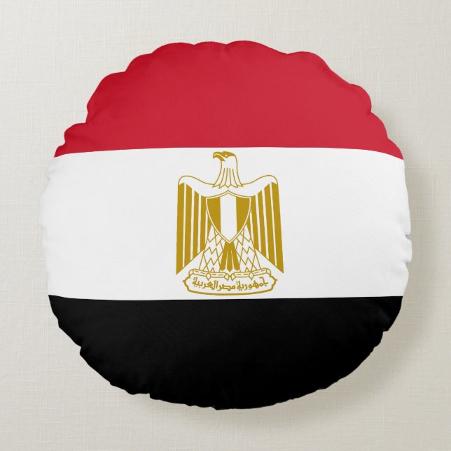 Egypten (egyptiska) Flagga Rund Kudde (Framsidan)