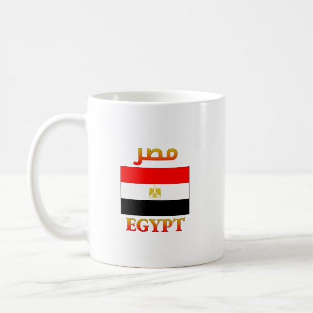 Egypten Flagga م ص arabiska och engelska WordArt Kaffemugg (Vänster)