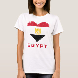 Egypten Flagga Hjärtat Kräkningar Kvinnor i vitt T Shirt