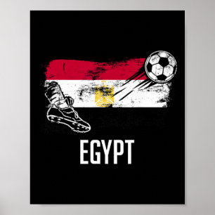 Egypten Flagga Jersey Egyptisk Fotbollslag Egyptis Poster