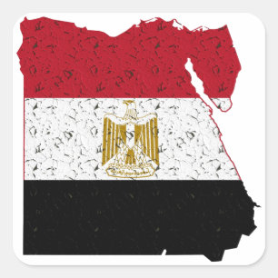 Egypten Flagga Karta Crackle Fyrkantigt Klistermärke