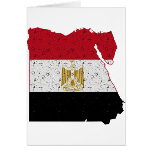Egypten Flagga Karta Crackle Hälsningskort