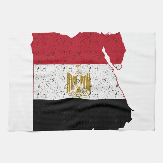 Egypten Flagga Karta Crackle Kökshandduk (Horisontell)