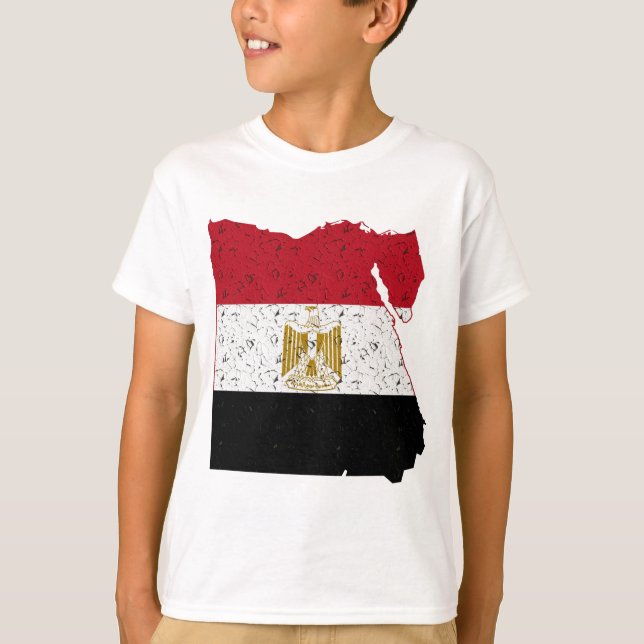 Egypten Flagga Karta Crackle T-shirt (Framsida)