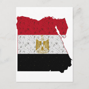 Egypten Flagga Karta Crackle Vykort