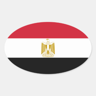Egypten Flagga Oval Sticker Ovalt Klistermärke