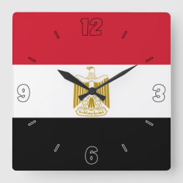 Egypten Flagga Red Black White Numbers Patriotic Fyrkantig Klocka