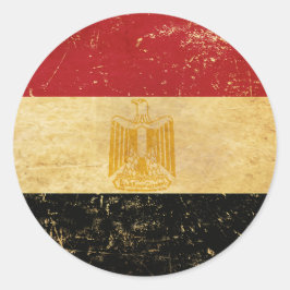 Egypten Flagga Vintage Grunge Design Runt Klistermärke