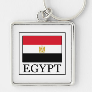 Egypten Fyrkantig Silverfärgad Nyckelring