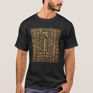 Egypten Guld Hieroglyph Script Symbolic Temple Des T Shirt