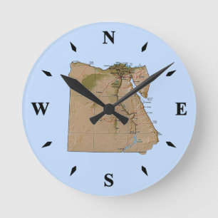 Egypten Karta Clock Rund Klocka