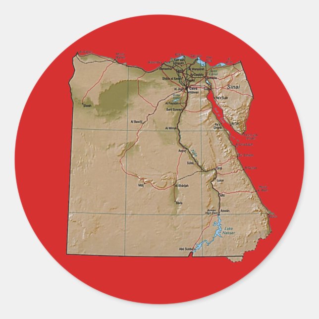 Egypten Kartpåminnelse Runt Klistermärke (Framsida)