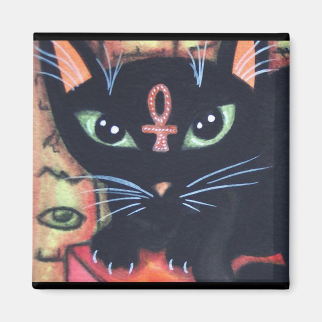 Egypten Katt med Ankh Magnet (Framsidan)