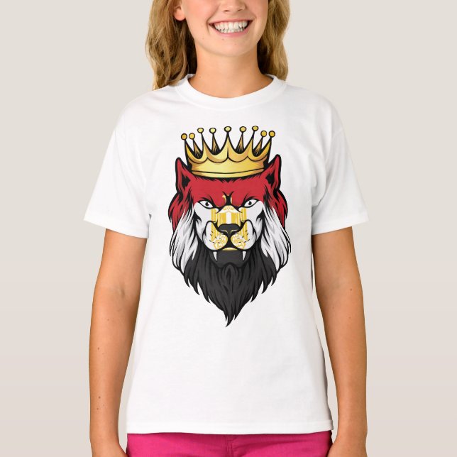 Egypten Lejona Kung Flagga T Shirt (Framsida)