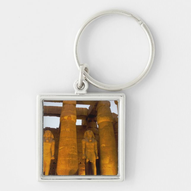 Egypten, Luxor.  Karnack-templet. Fyrkantig Silverfärgad Nyckelring (Framsidan)