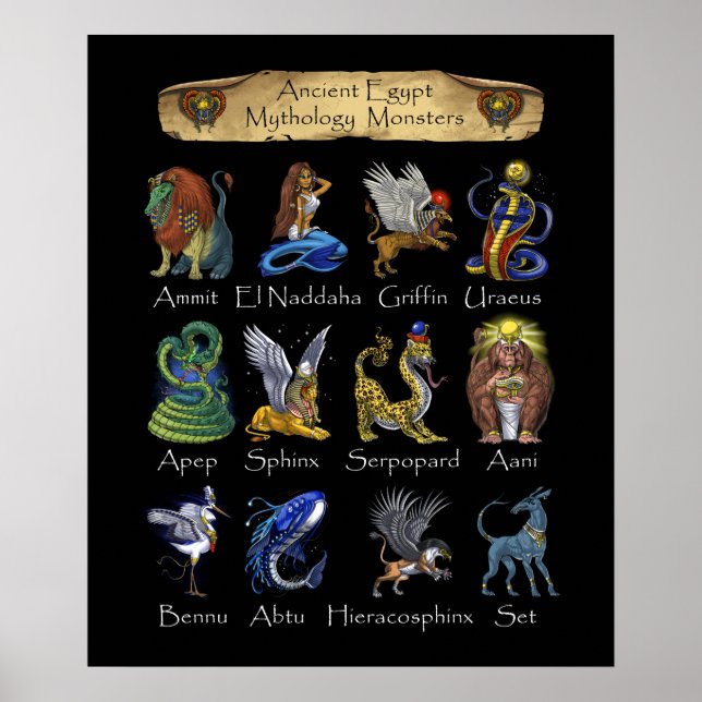 Egypten Mytologi Kreaturer Poster (Framsidan)
