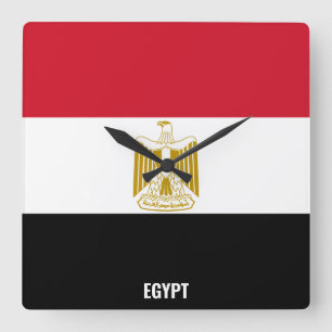 Egypten National Flagga Patriotic Fyrkantig Klocka