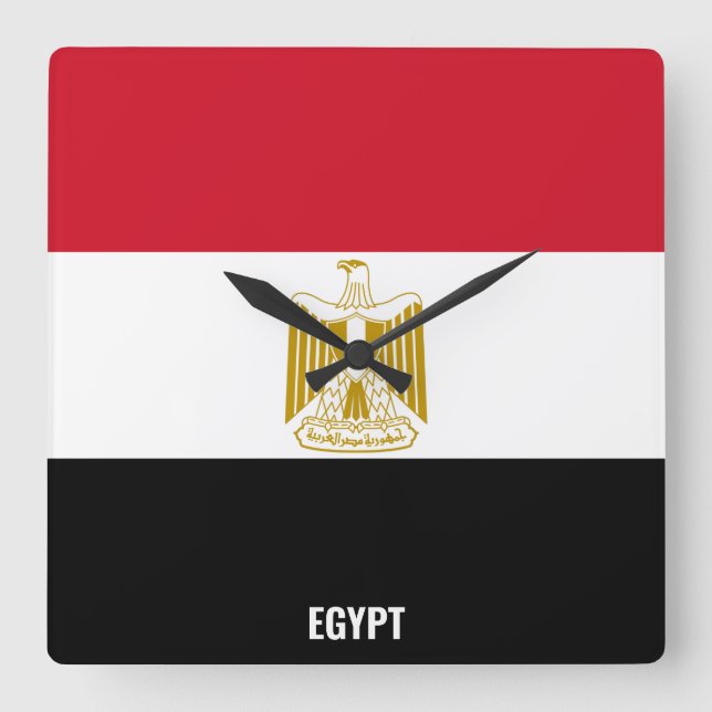 Egypten National Flagga Patriotic Fyrkantig Klocka (Framsida)